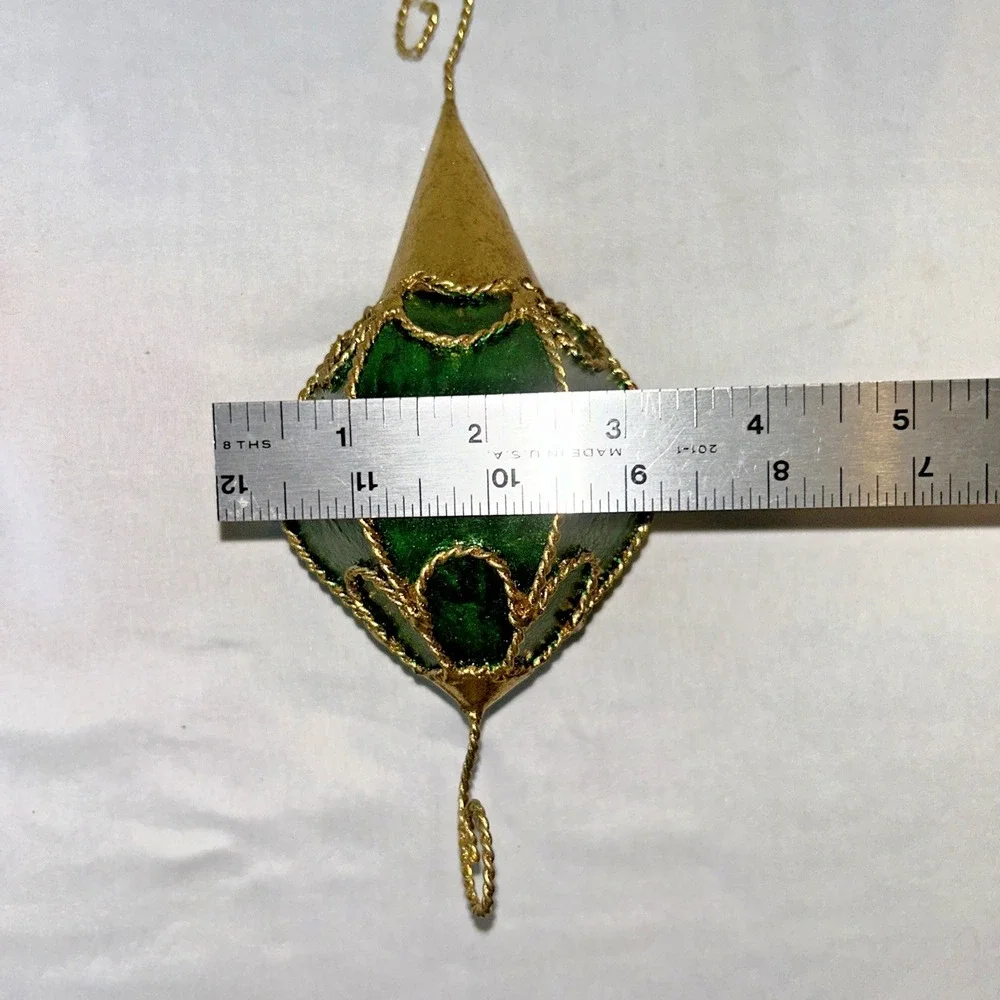 2-Department‎ 56 lantern-style Large Ornament Gold Filigree Scroll Blue/Green
